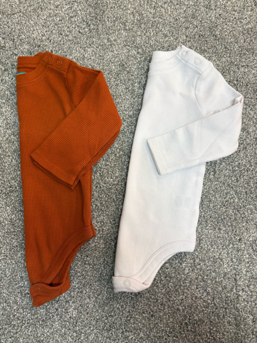 Garanimals Long-Sleeve Waffle Bodysuits - Rust & Cream